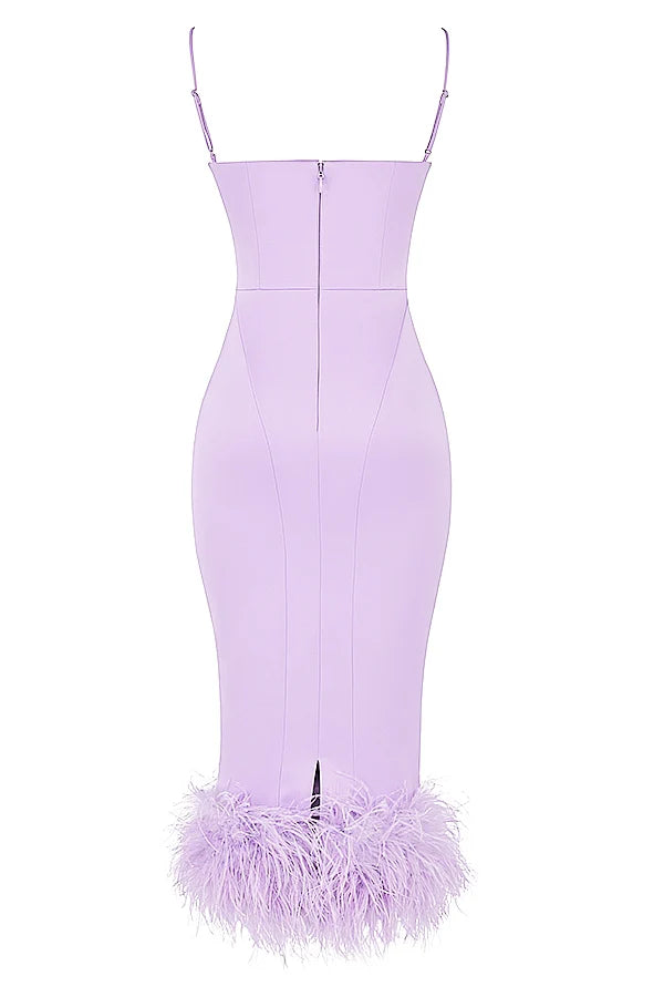 orchid satin midi dress