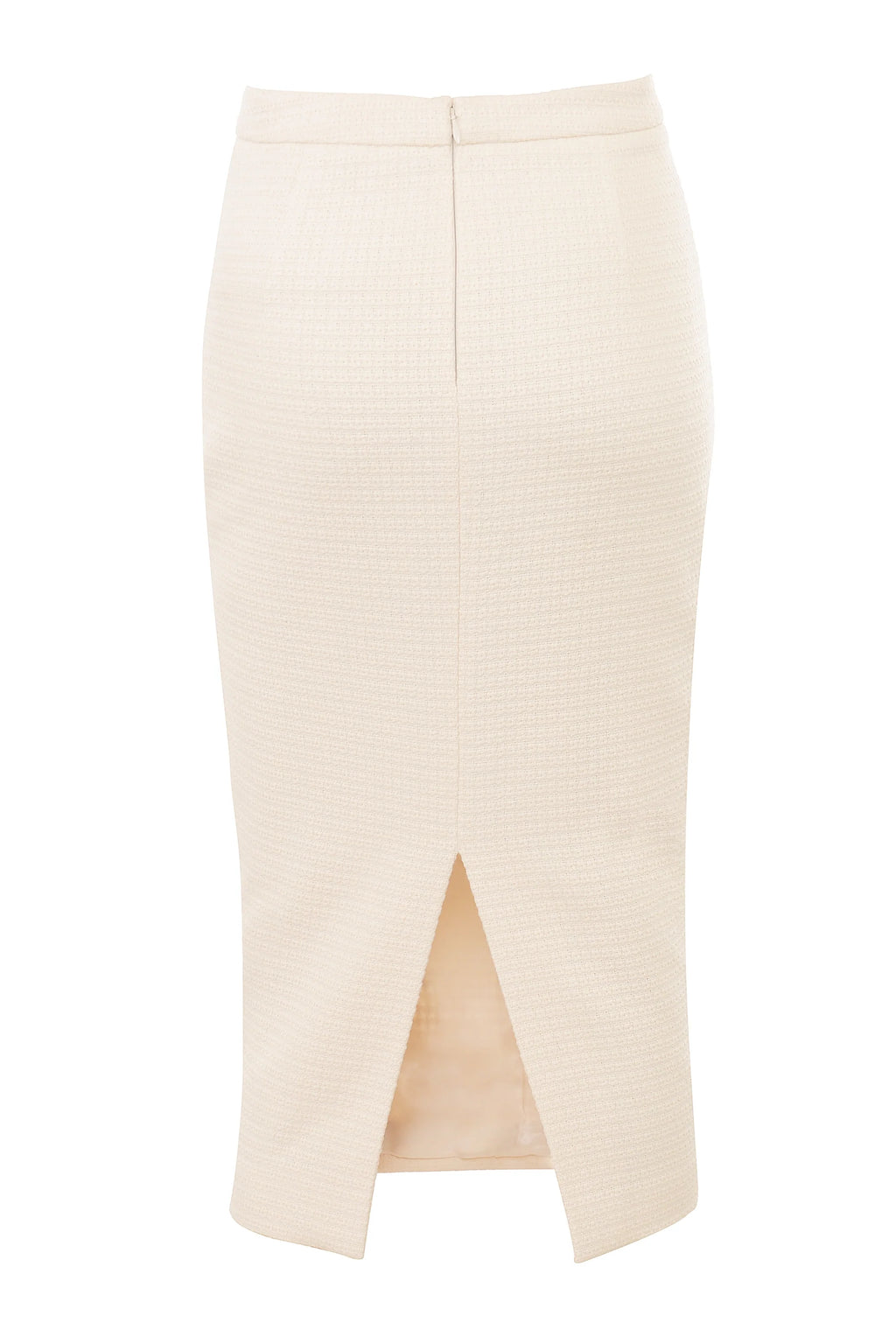 cream boucle pencil midi skirt