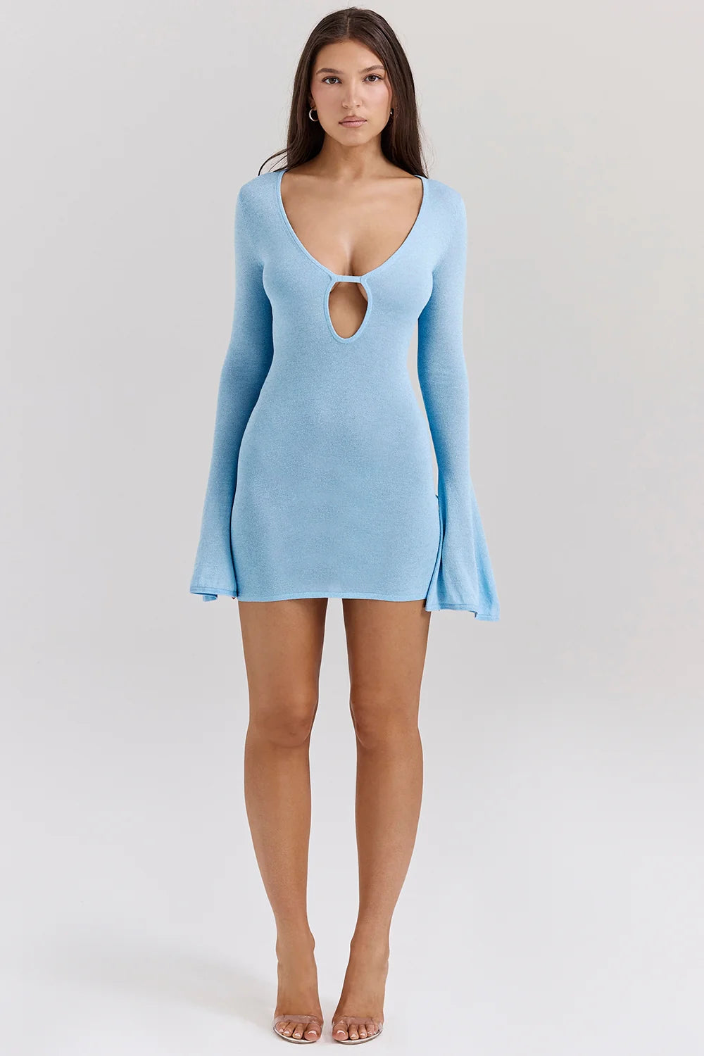 ocean blue knit mini dress - sale
