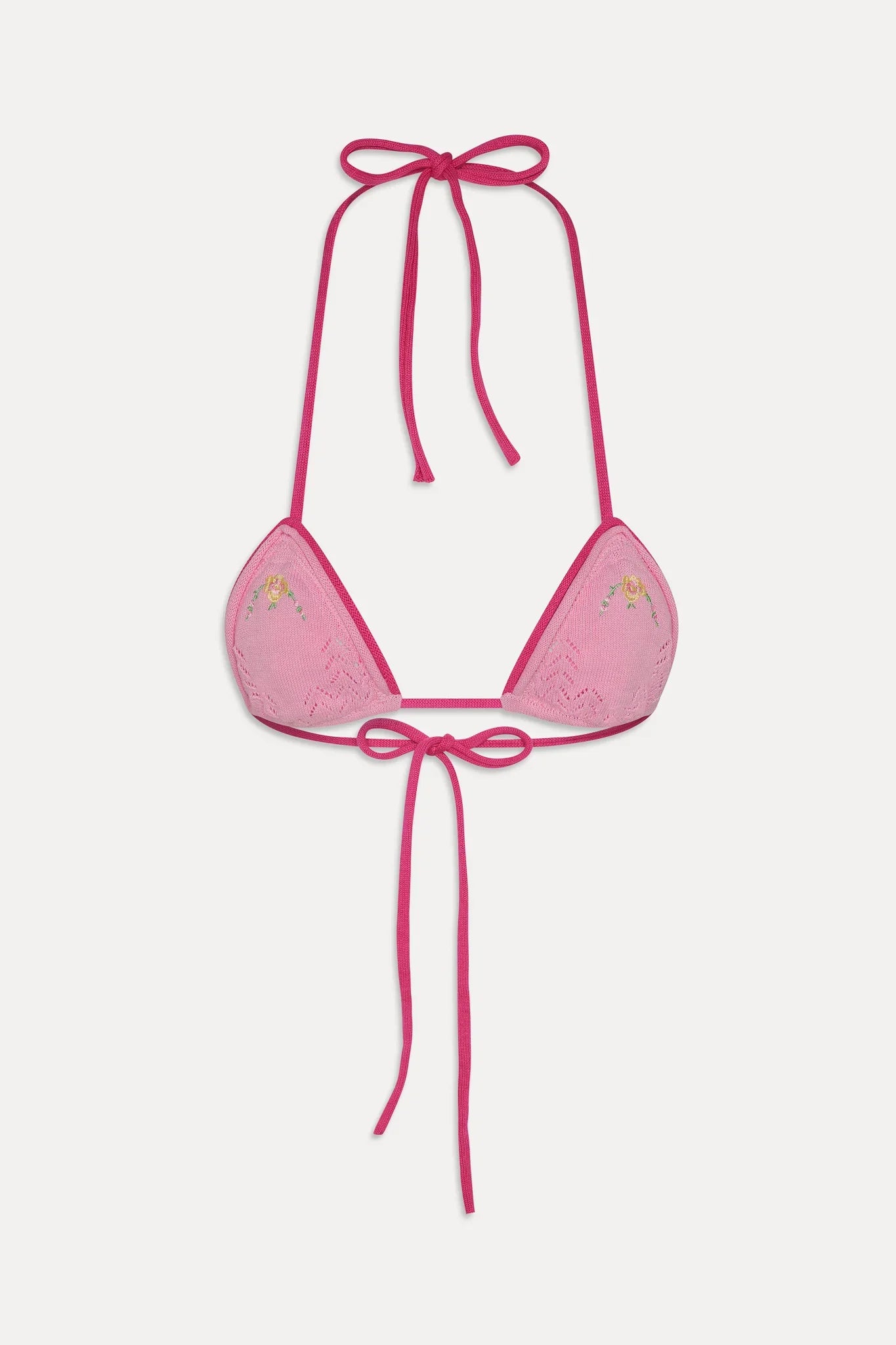 Tide Knit Triangle Bikini Top - Strawberry Lemonade