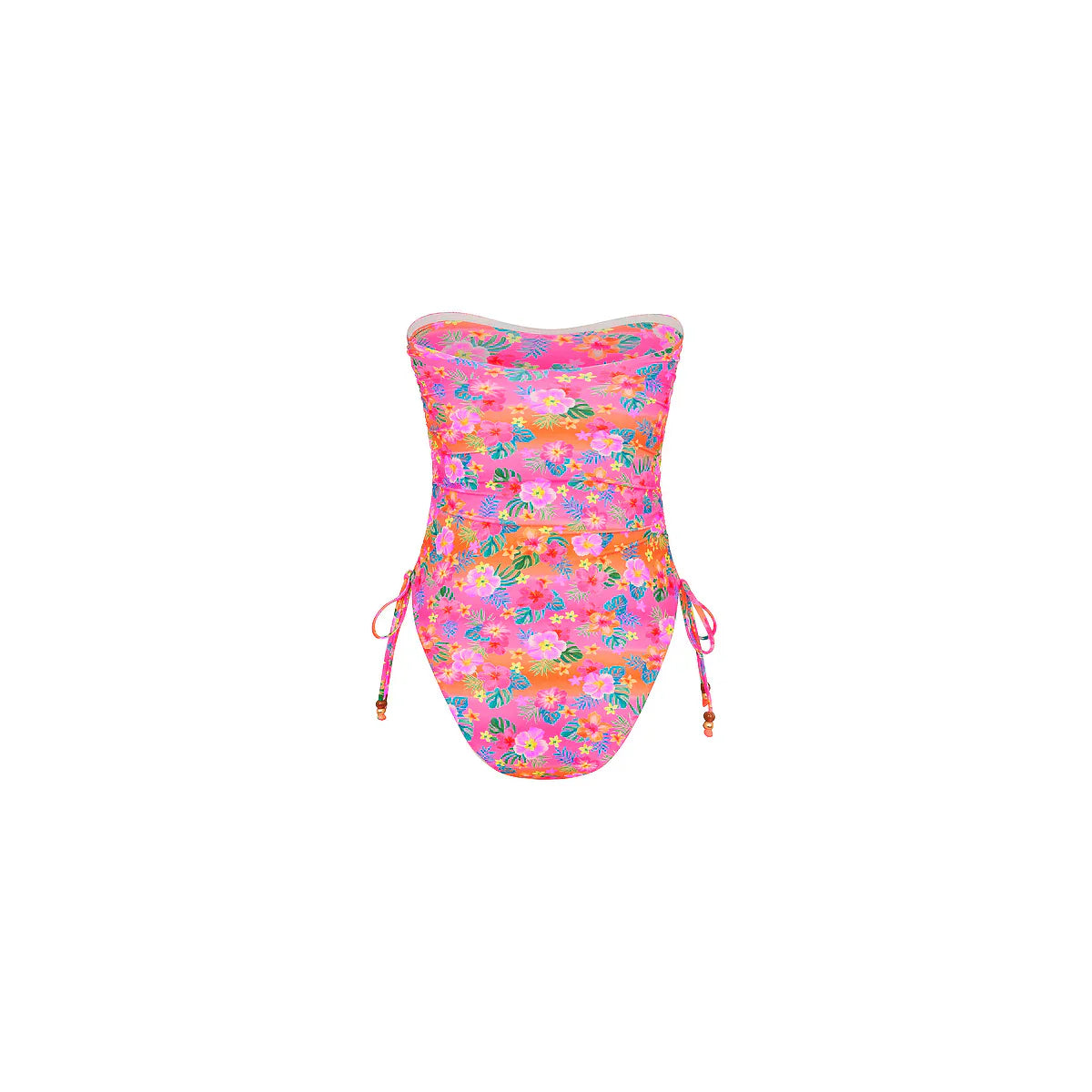 Ruched Bandeau Classic Cut One Piece - Summer Glow