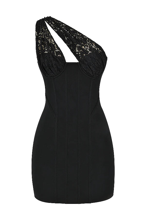 black lace mini dress