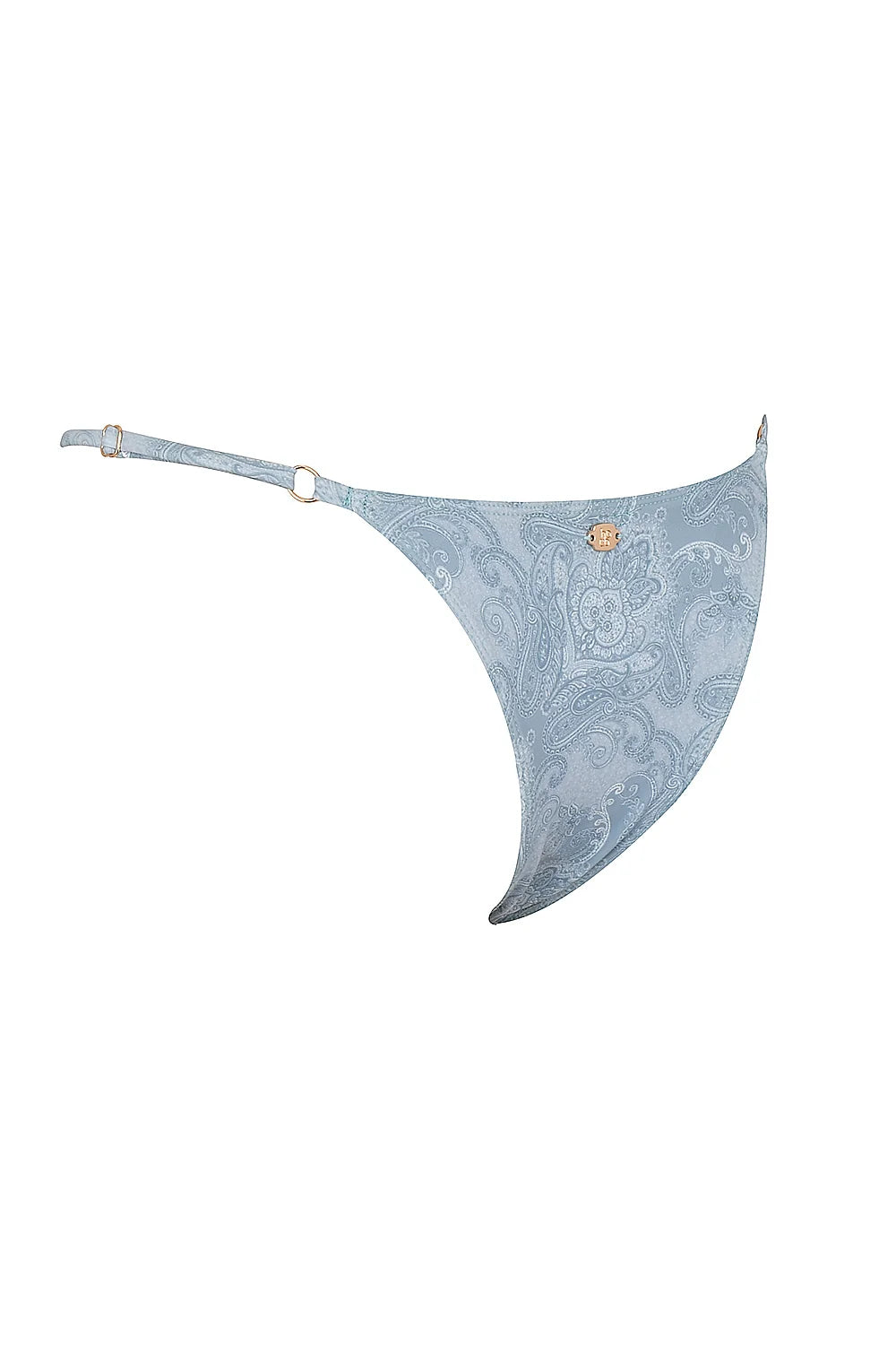 blue paisley ruffle trim bikini bottom