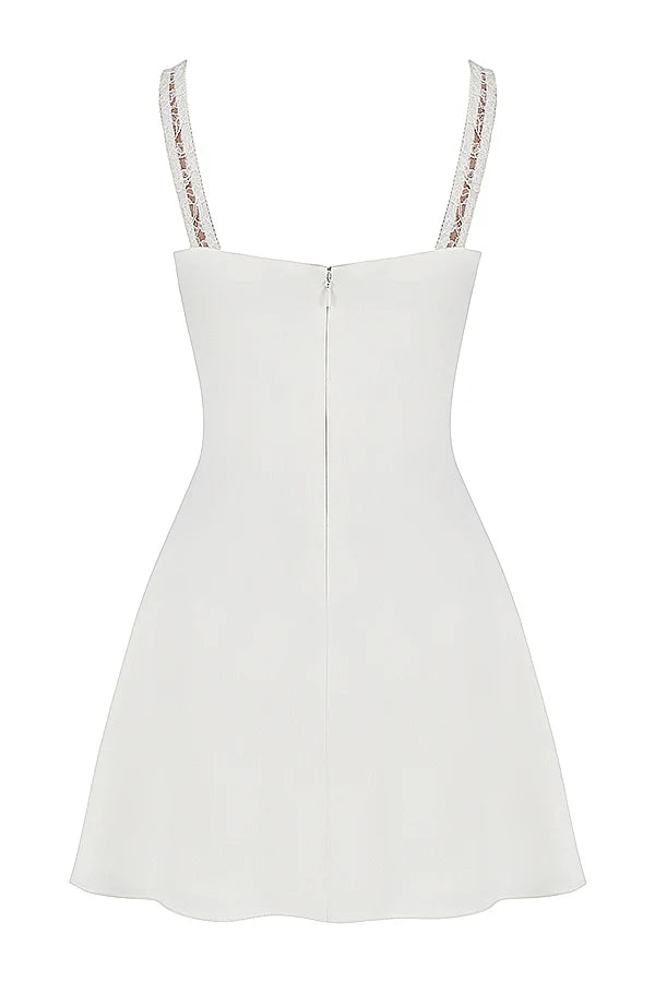 ivory satin and lace mini dress