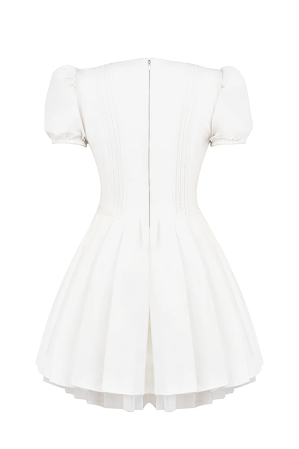 white pleated cotton mini dress