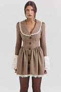brown puppytooth check mini dress - sale