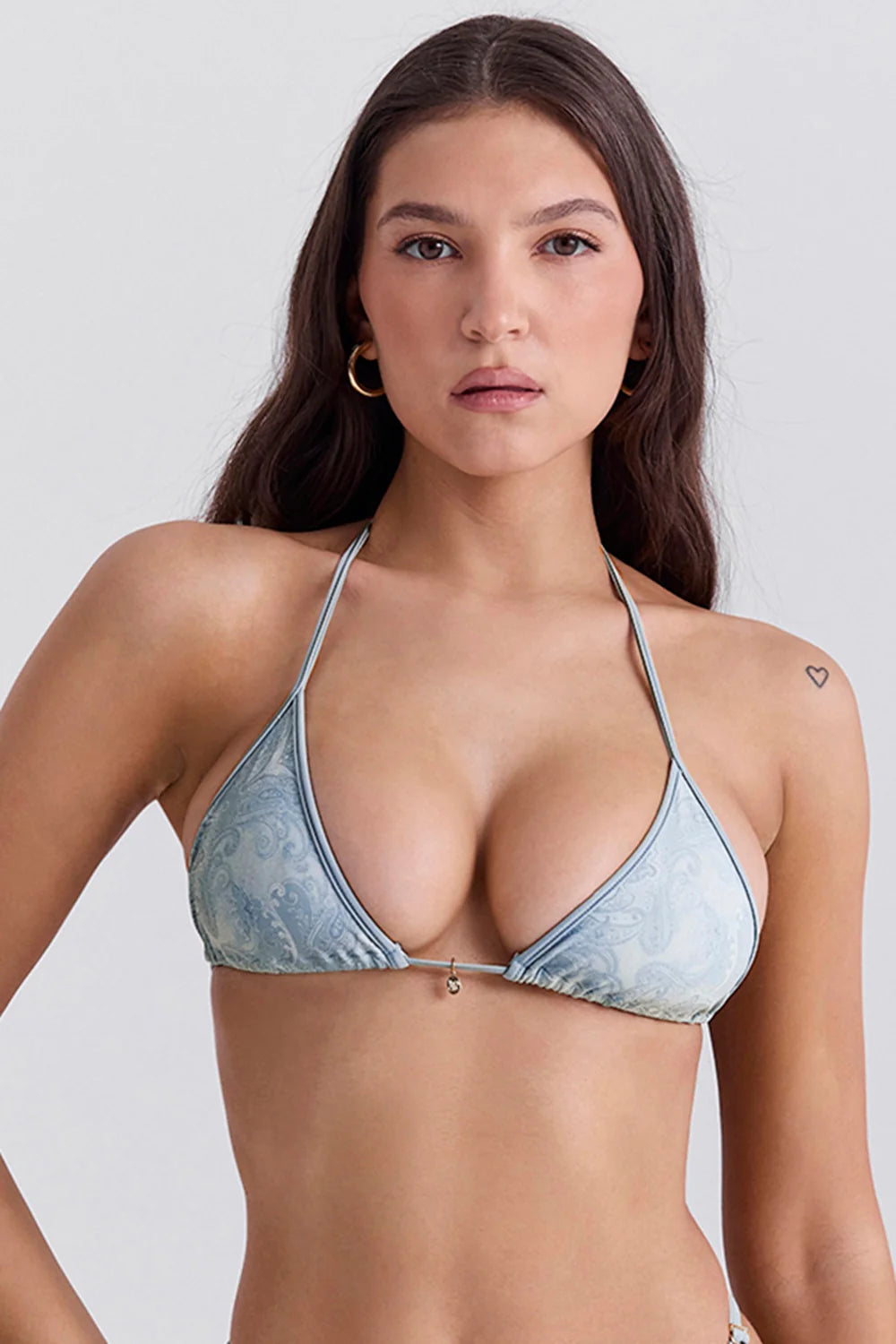 blue paisley triangle bikini top