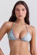 blue paisley triangle bikini top