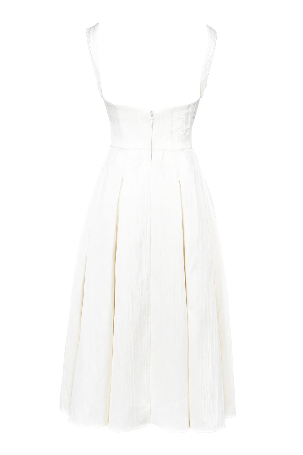 ivory textured satin corset midi dress