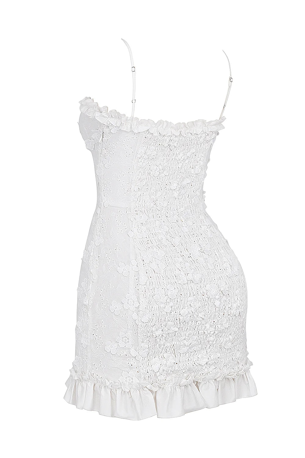 white cotton broderie anglais mini dress