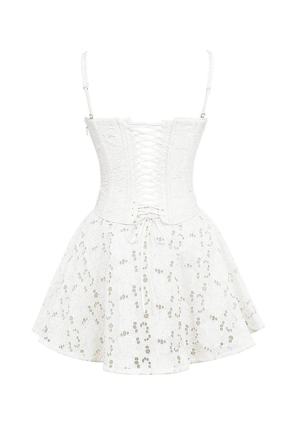 white broderie anglais mini dress