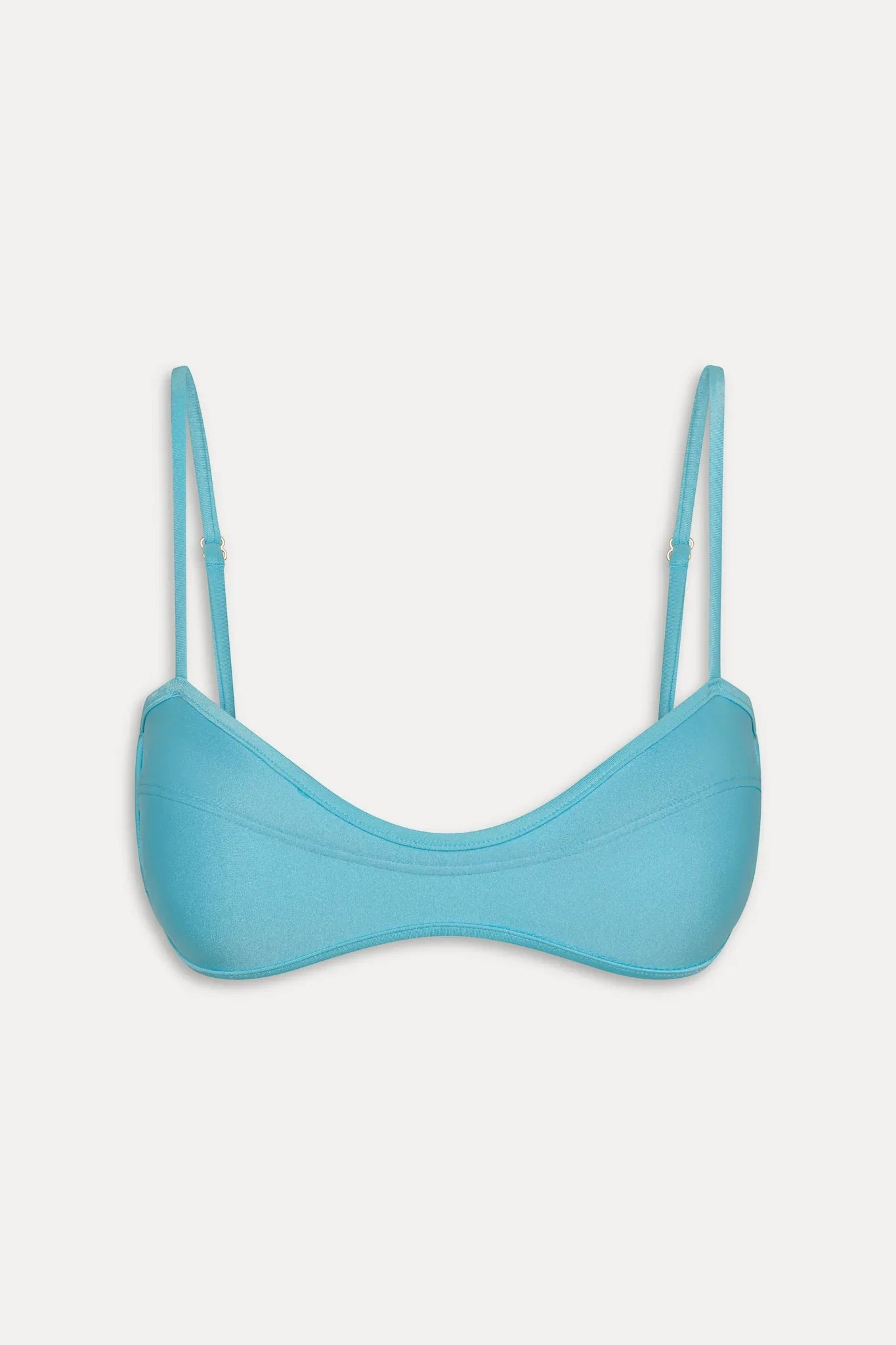 Lane Satin Bandeau Bikini Top - Cyan Shine