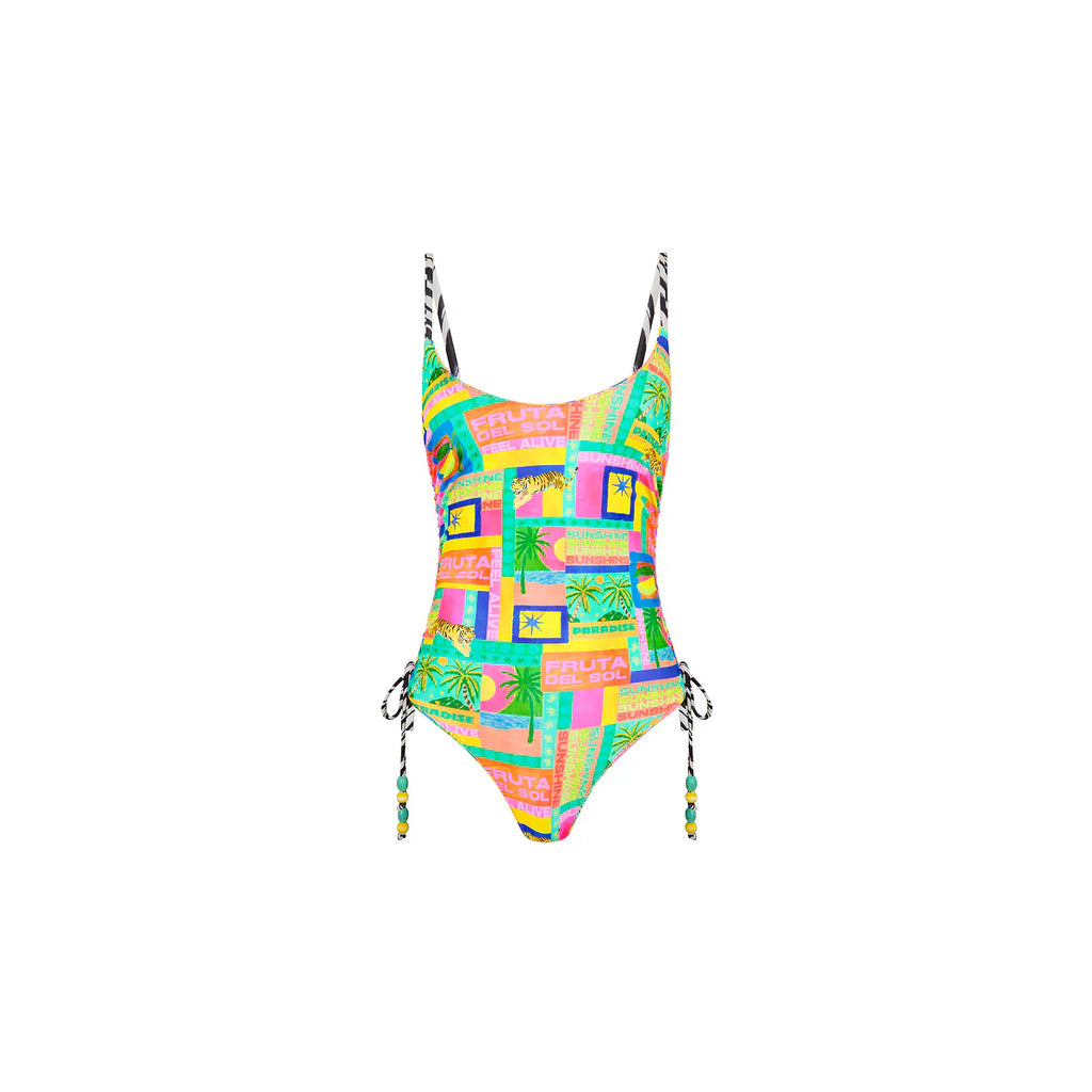 Ruched Tie Side Cheeky One Piece - Sun Honey