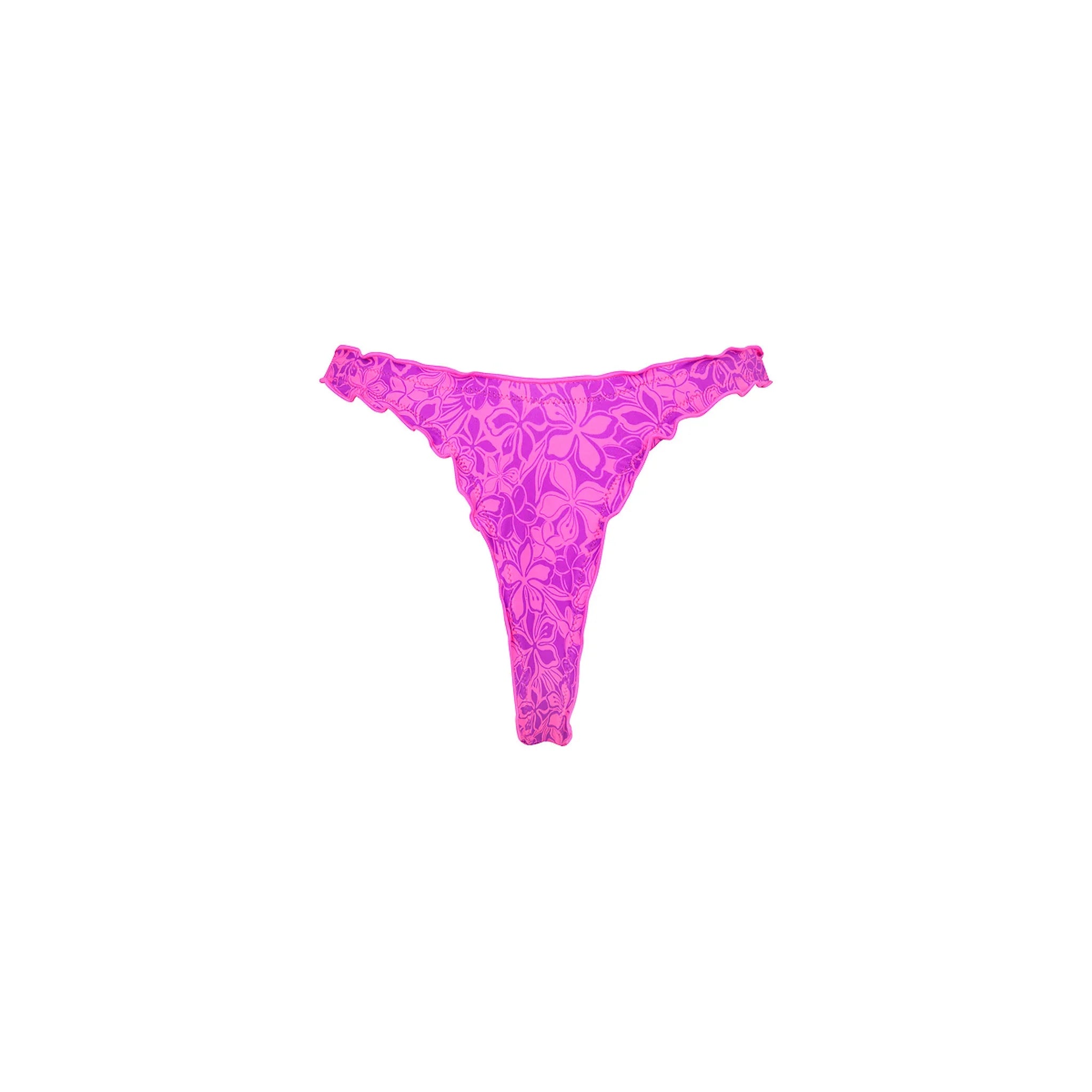 Lettuce Edge Thong Bikini Bottom - Bubble Berry