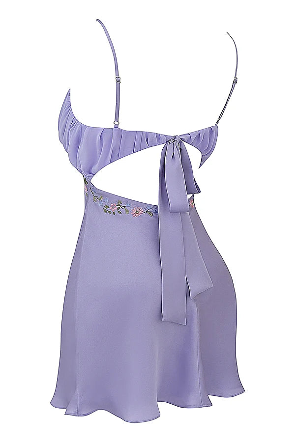 embroidered lavender mini dress