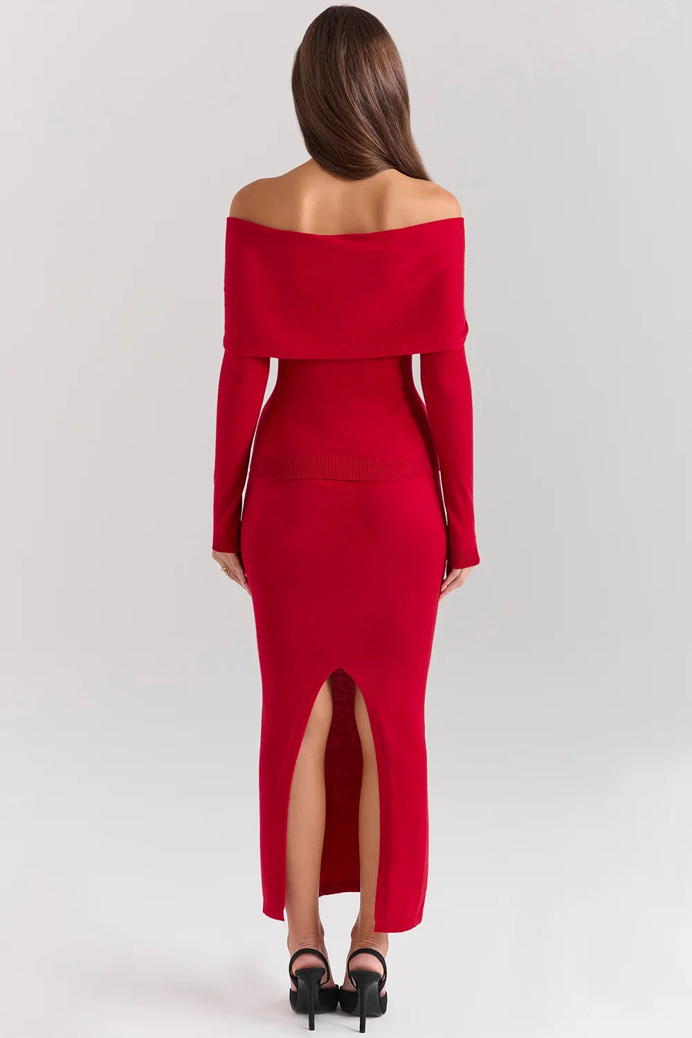 holly red cashmere blend midi skirt